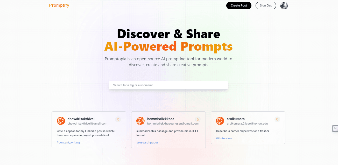 Promptify - A Blog Application